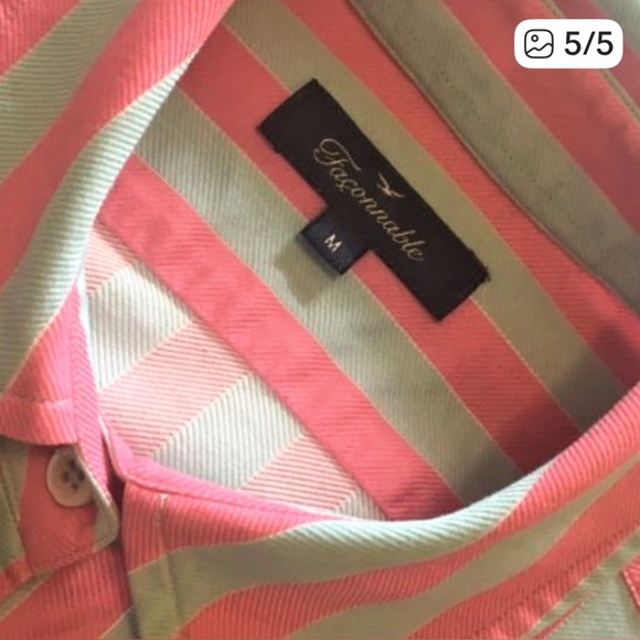 Faconnable Bold Stripe Button Front Shirt - Picture 5 of 5